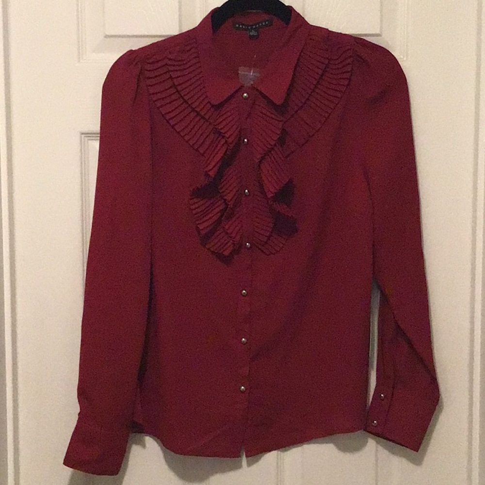 Red/wine long sleeve button down top